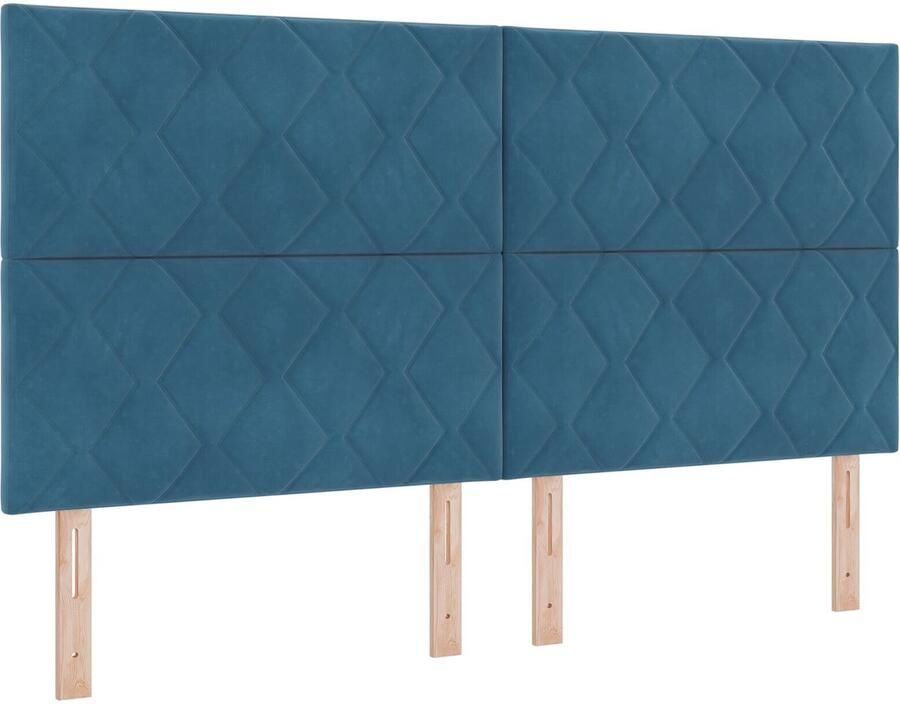 VidaXL Donkerblauw Fluwelen Hoofdbord met Diamantblokken Design 180cm