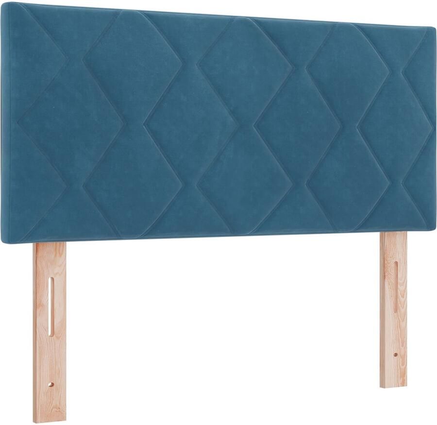 VidaXL Hoofdbord met Diamantvormige Blokken Donkerblauw 90 cm van Fluweel
