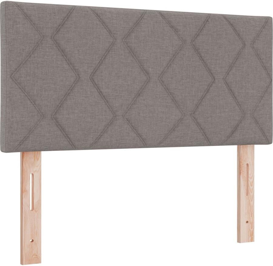 VidaXL Stoffen Hoofdbord Geometrisch met hoofdeinde Taupe 90 cm Stof - Foto 2