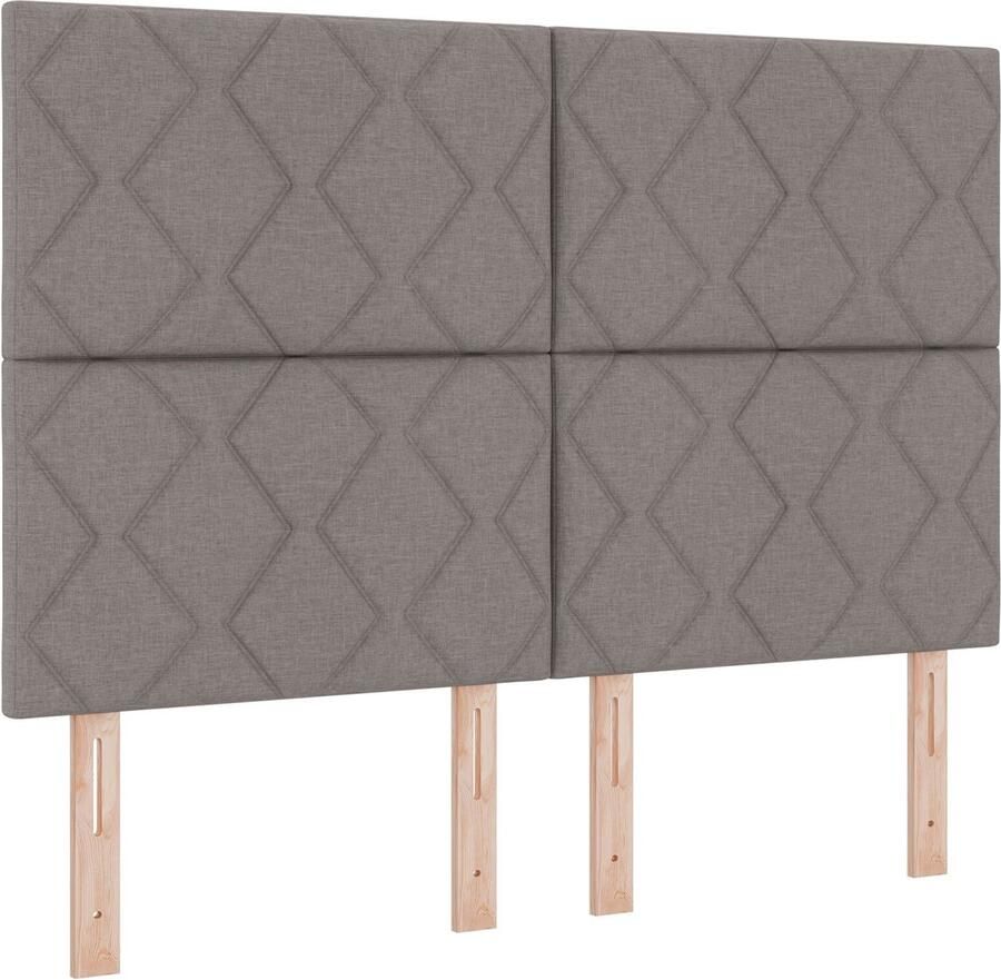 VidaXL Stoffen Hoofdbord Geometrisch met hoofdeinde Taupe 140 cm Stof - Foto 2