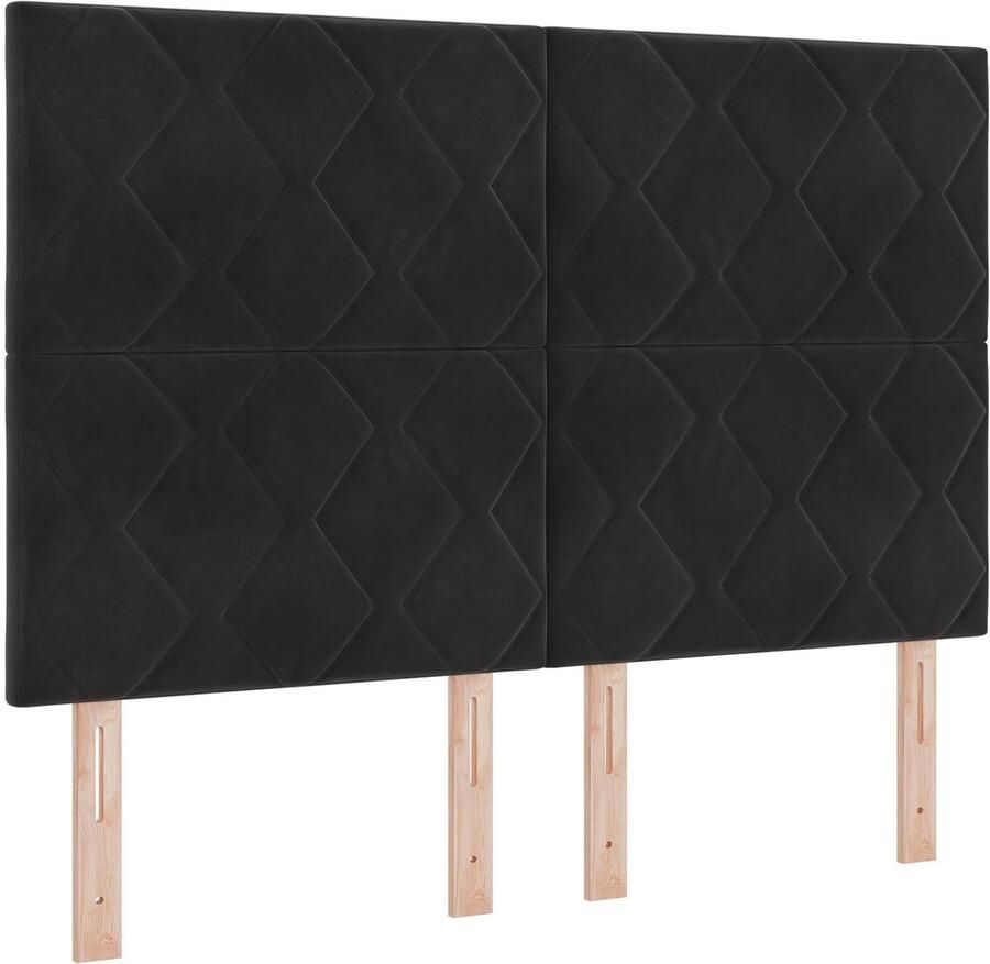 VidaXL Hoofdbord Wandgemonteerd Geometrisch Zwart 160 cm Fluweel