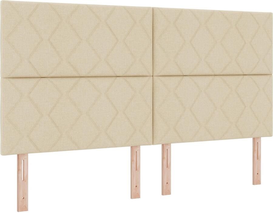 VidaXL Stoffen Hoofdbord Geometrisch met hoofdeinde Crème 180 cm Stof - Foto 2