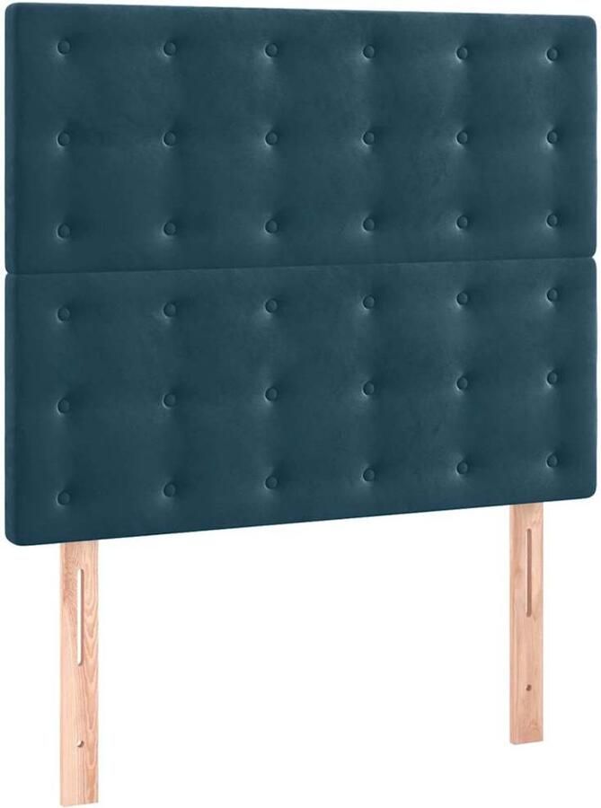 VidaXL Hoofdborden 2 st 80x5x78 88 cm fluweel donkerblauw - Foto 4