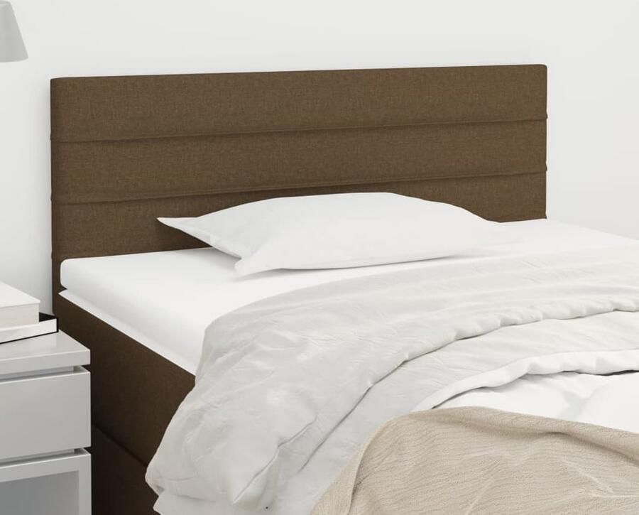 VidaXL Hoofdbord Stof 90x5x78 88 cm Donkerbruin Hoofd Bord Hoofdkussen Slaapcomfort Bed Accessoires Bedroom Decor Stoffen Hoofdborden Bruine Hoofdborden - Foto 2