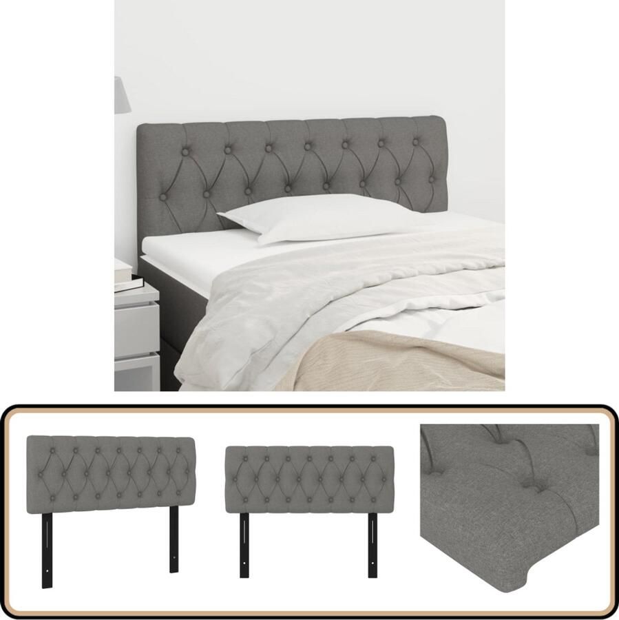 VidaXL Hoofdbord Donkergrijs 100x7x78 88 cm Hoofdbord Beddecoratie Donkere Kleuren Stoffen Hoofdbord Luxe Hoofdbord Design Hoofdbord Bedroom Decor Slaapkamerinrichting Houten Hoofdbord Modern Hoofdbord