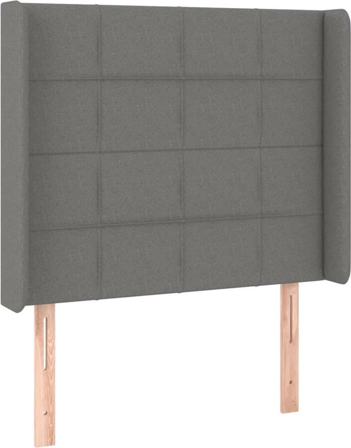 VidaXL Hoofdbord Donkergrijs 103x16x118 128 cm Hoofd Bord Hoofdkussen Beddecoratie Slaap Accessoires Donkere Kleuren Grijs Stoffen Headboard Comfortabel - Foto 2