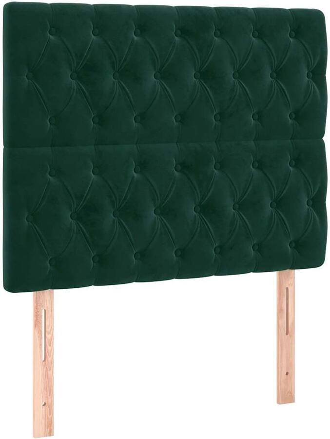 VidaXL Hoofdborden 2 st 90x7x78 88 cm fluweel donkergroen - Foto 2