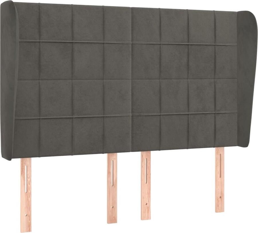 VidaXL Hoofdbord Fluweel 147x23x118 128 cm Donkergrijs Hoofd Bord Hoofdeinde Beddecoratie Velvet Grijs Luxe Comfort - Foto 2