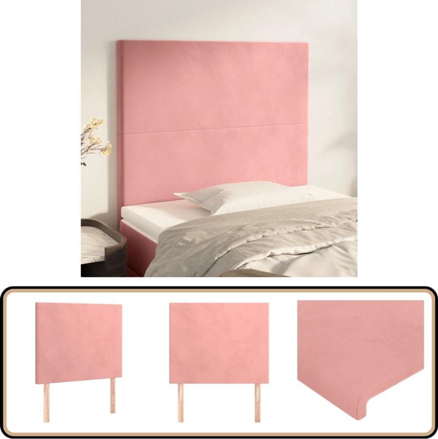 VidaXL Hoofdbord Fluweel 2 st Roze 100x5x78 88 cm Hoofd Bord Hoofdeinde Beddecoratie Velvet Roze