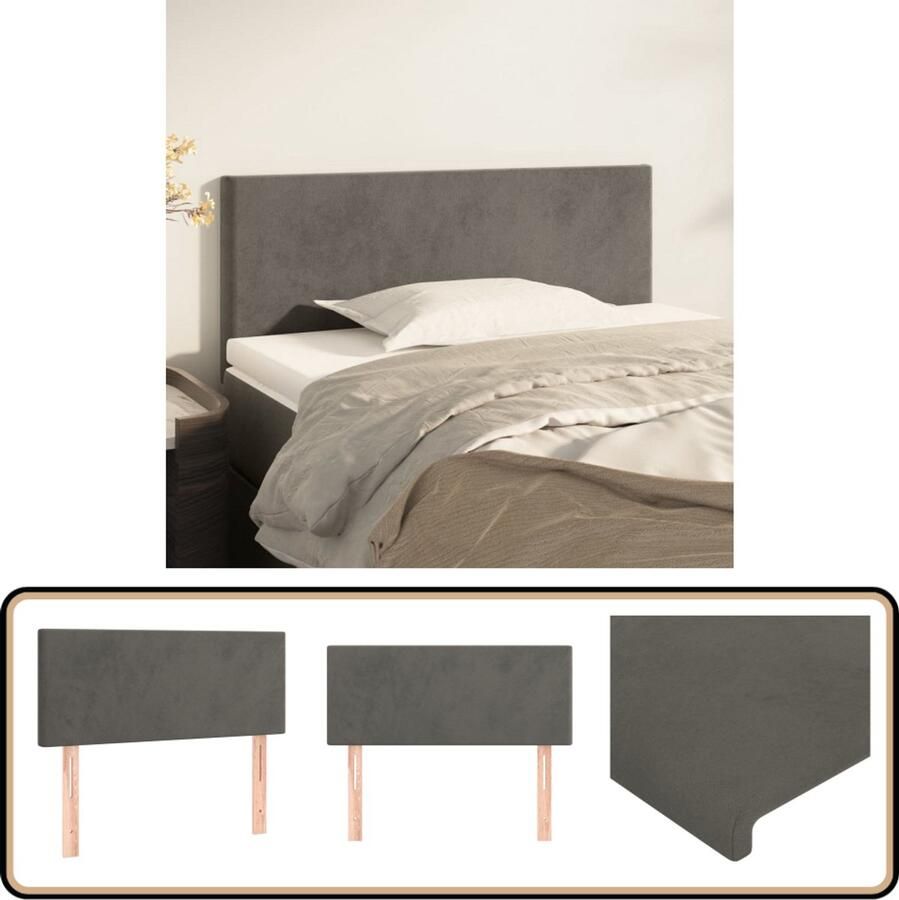 VidaXL Hoofdbord Fluweel 80x5x78 88 cm Donkergrijs Hoofd Bord Hoofdborden Velvet Grijs Donkere Kleuren