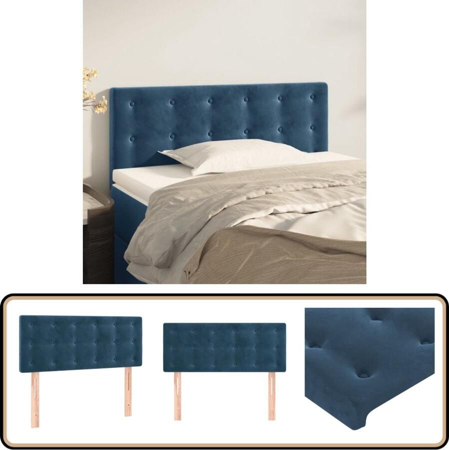VidaXL Hoofdbord Fluweel Donkerblauw 100x5x78 88 cm Hoofd Bord Hoofdkussen Beddecoratie Klassiek Hoofdbord Velvet Hoofdbord