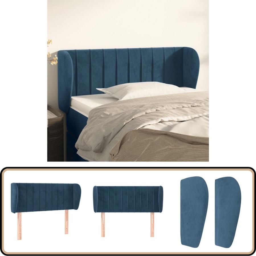 VidaXL Hoofdbord Fluweel Donkerblauw 103x23x78 88 cm Hoofd Bord Hoofdeinde Bed Accessoires Fluweel Blauw