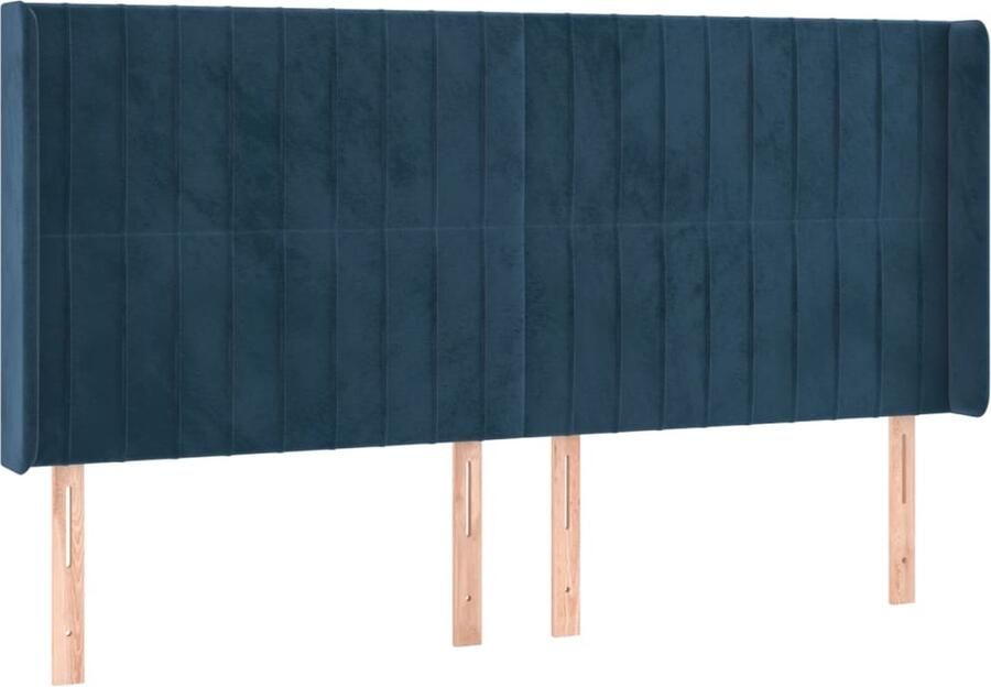VidaXL Hoofdbord Fluweel Donkerblauw 203x118 cm Hoofd Bord Hoofdkussen Beddecoratie Velvet Blauw Slaapkamervloer - Foto 2
