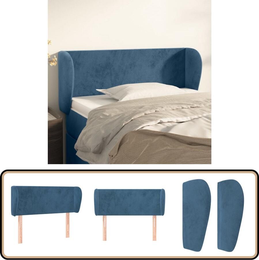 VidaXL Hoofdbord Fluweel Donkerblauw 83x23x78 88 cm Klassieke Hoofdbord Hoofdboard Velvet Hoofdbord Blauw Hoofdbord Beddecoratie Slaapkamers Decoreren Hoofdkussen