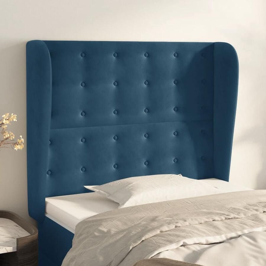 VidaXL Hoofdbord Fluweel Donkerblauw 93x23x128 cm Hoofd Bord Hoofdeinde Velvet Blauw Tweepersoonsbed Slaapkamers Luxe - Foto 2