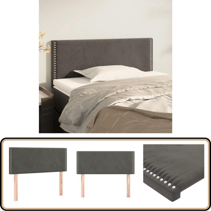VidaXL Hoofdbord Fluweel Donkergrijs 100x78cm Hoofd Bord Hoofdkussen Bedding Slaap Accessoires Velvet