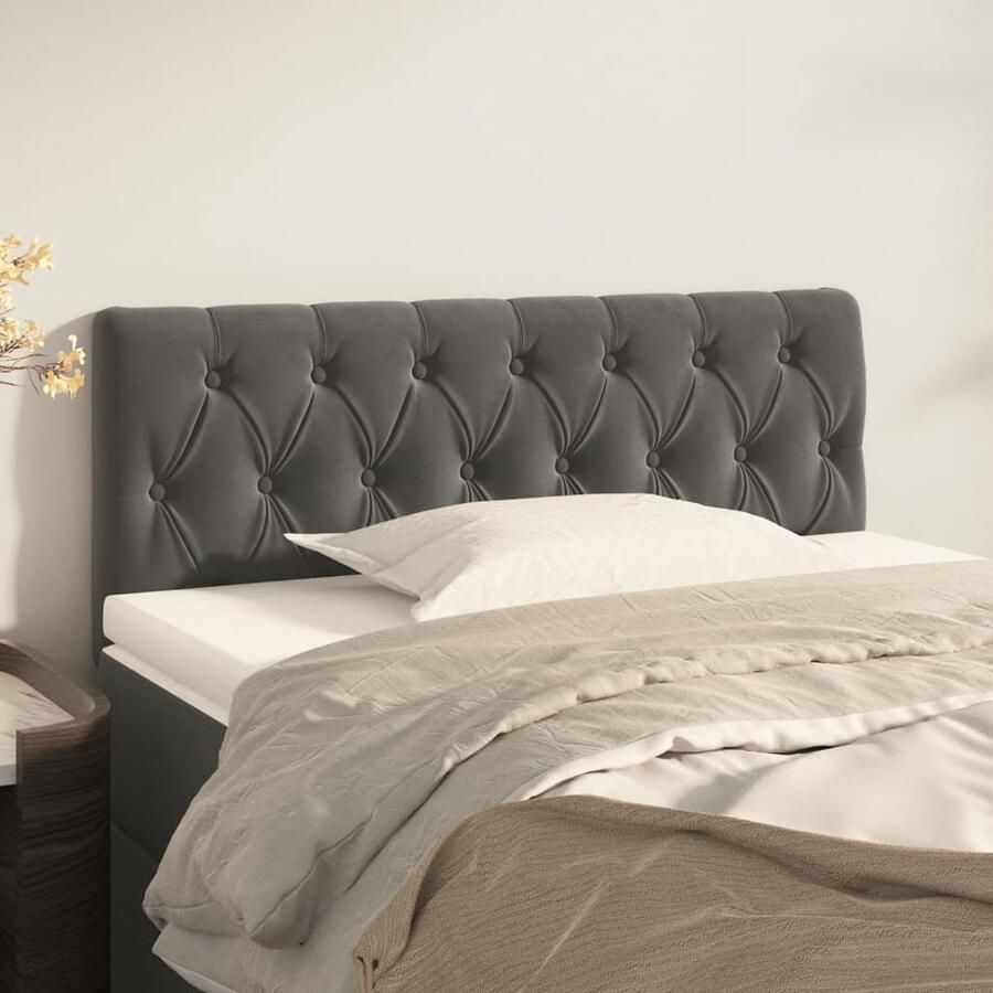 VidaXL Hoofdbord 90x7x78 88 cm Fluweel Donkergrijs Hoofd Bord Hoofdkussen Velvet Grijs Bed Accessoires Slaapkamers - Foto 2
