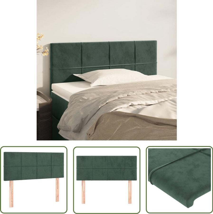 VidaXL Hoofdbord Fluweel Donkergroen 100x5x78 88 cm Luxe Hoofdbord Velvet Hoofdbord Groen Hoofdbord Bedhoofd Hoofdkussen Slaapcomfort Bedroom Decor - Foto 2