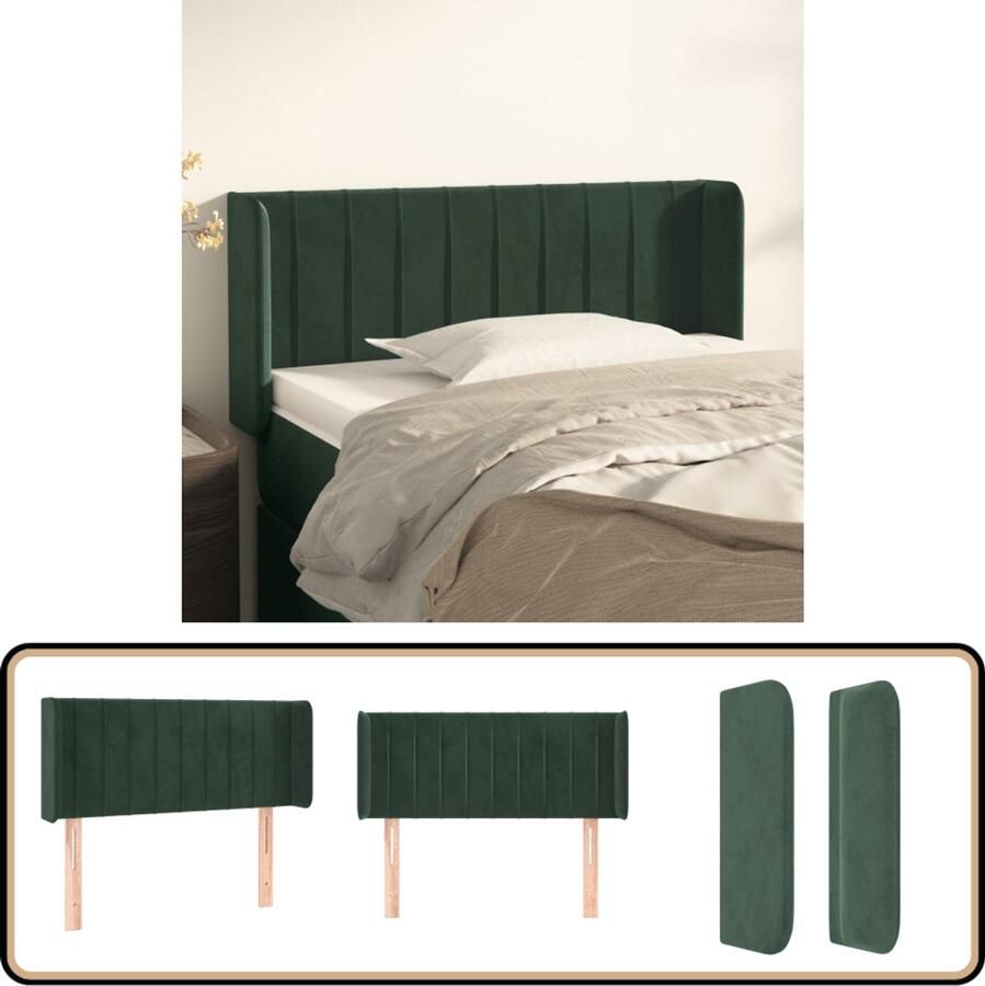 VidaXL Hoofdbord Fluweel Donkergroen 103x16x78 88 cm Hoofd Bord Hoofdkussen Beddengoed Slaap Accessoires Luxe Interieur