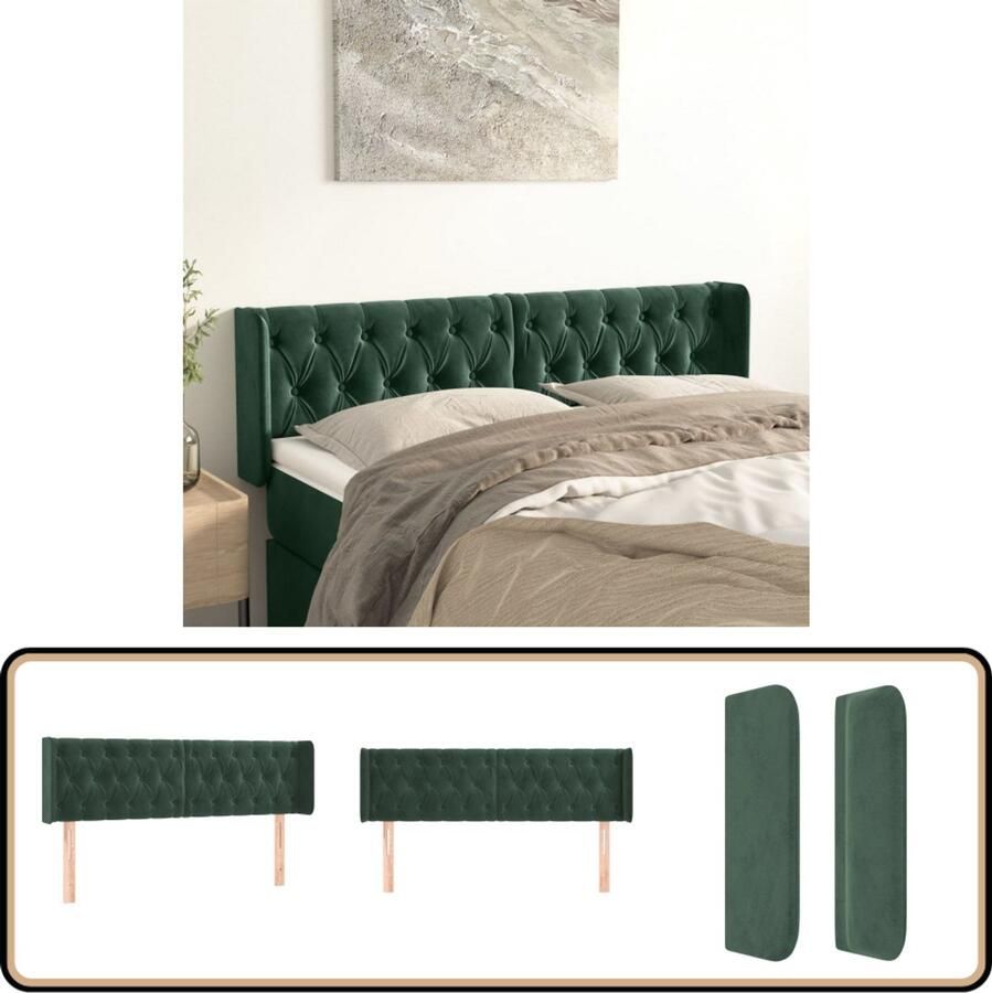 VidaXL Hoofdbord Fluweel Donkergroen 163 cm Hoofd Bord Hoofdbord Kopen Beddecoratie Klassiek Hoofdbord Modern Hoofdbord
