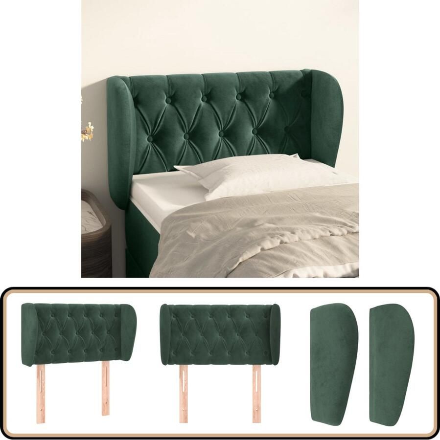 VidaXL Hoofdbord Fluweel Donkergroen 83x23x78 88 cm Hoofd Bord Hoofdeinde Beddecoratie Velvet Groen