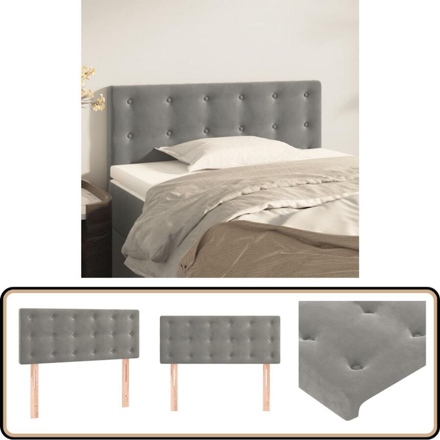 VidaXL Hoofdbord Fluweel Lichtgrijs 100x78 cm Hoofd Bord Hoofdkussen Beddecoratie Luxe Bed Velvet Headboard Grijs Hoofdbord