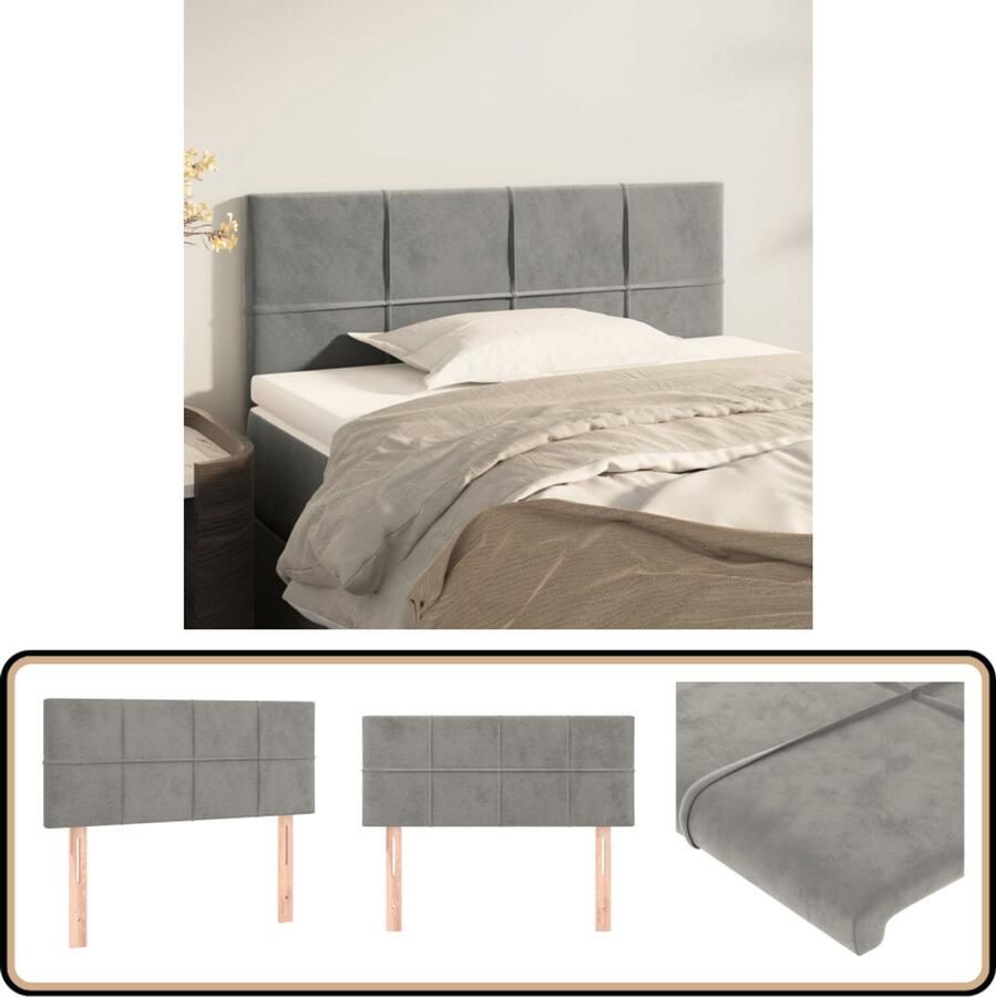 VidaXL Hoofdbord Fluweel Lichtgrijs 80x5x78 88 cm Hoofd Bord Hoofdkussen Beddecoratie Slaap Accessoires Luxe Bed Fluweel Headboard