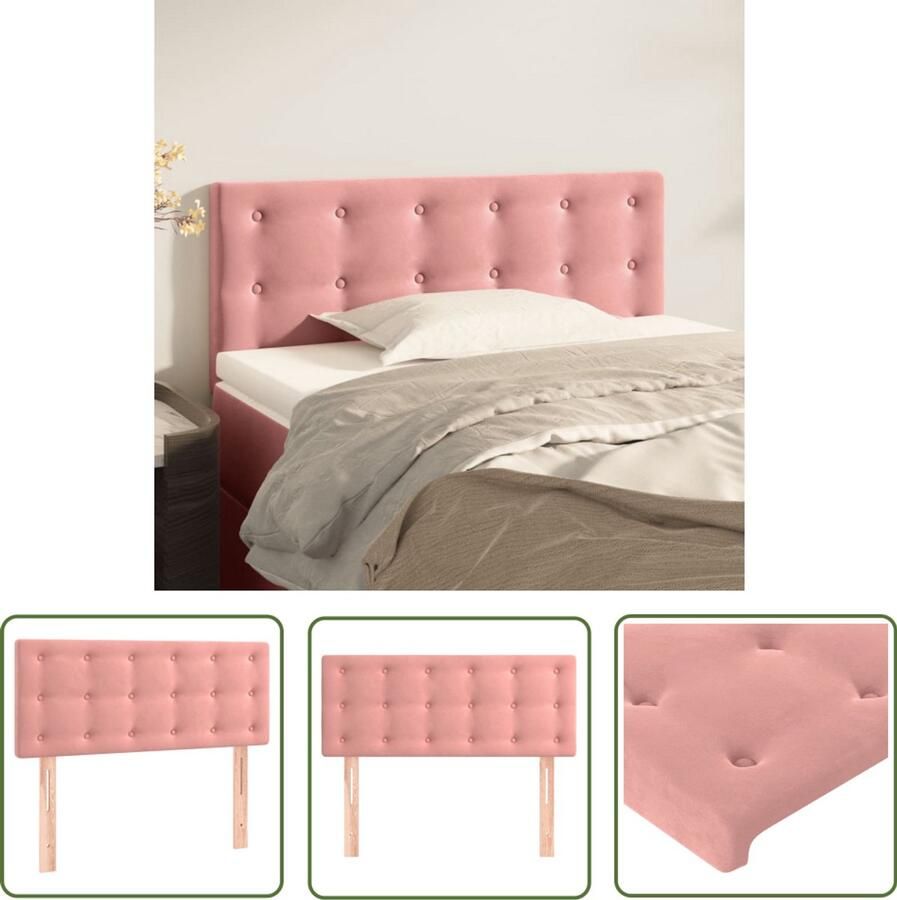 VidaXL Hoofdbord Fluweel Roze 100x5x78 88 cm Hoofd Bord Beddecoratie Velvet Roze Hoofdkussen Leeshoek Tv Hoek Bedroom Decor - Foto 2