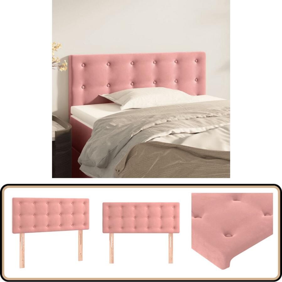 VidaXL Hoofdbord Fluweel Roze 100x5x78 88 cm Hoofd Bord Beddecoratie Velvet Roze Hoofdkussen Leeshoek Tv Hoek Bedroom Decor