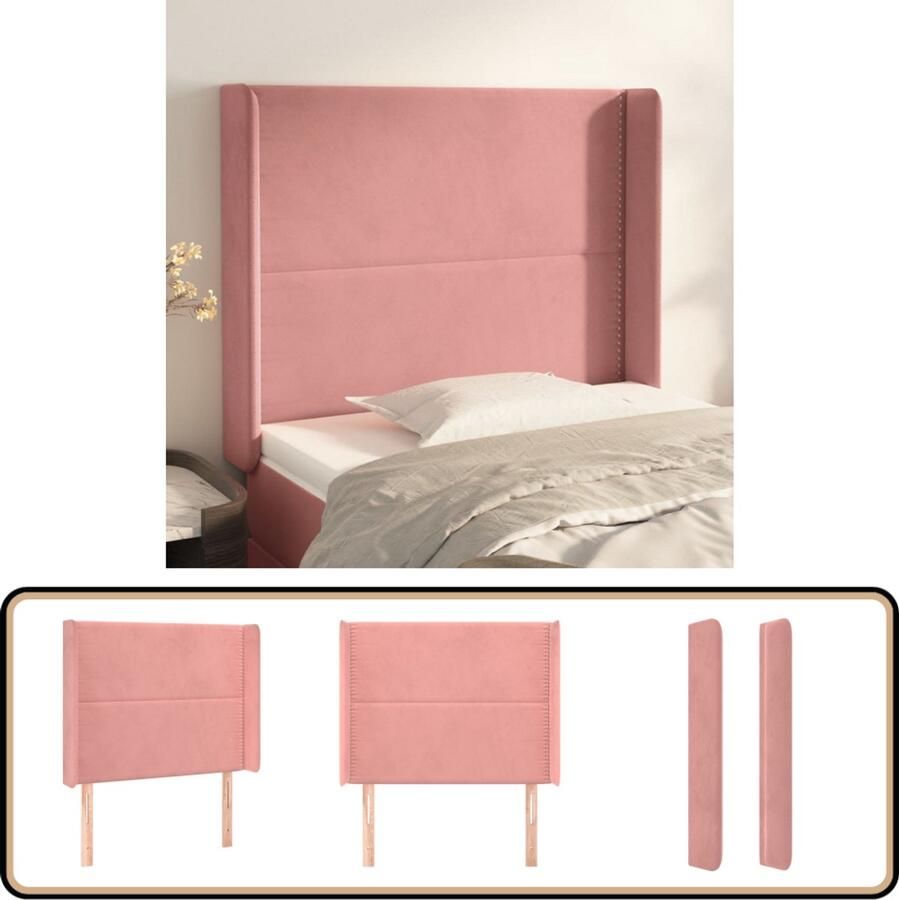 The Living Store Hoofdbord Klassiek Fluweel Verstelbare Hoogte Comfortabele Ondersteuning Roze 83x16x118 128 cm Hoofd Bord Hoofdkussen Beddecoratie Slaapkamers Luxe Bedding - Foto 2