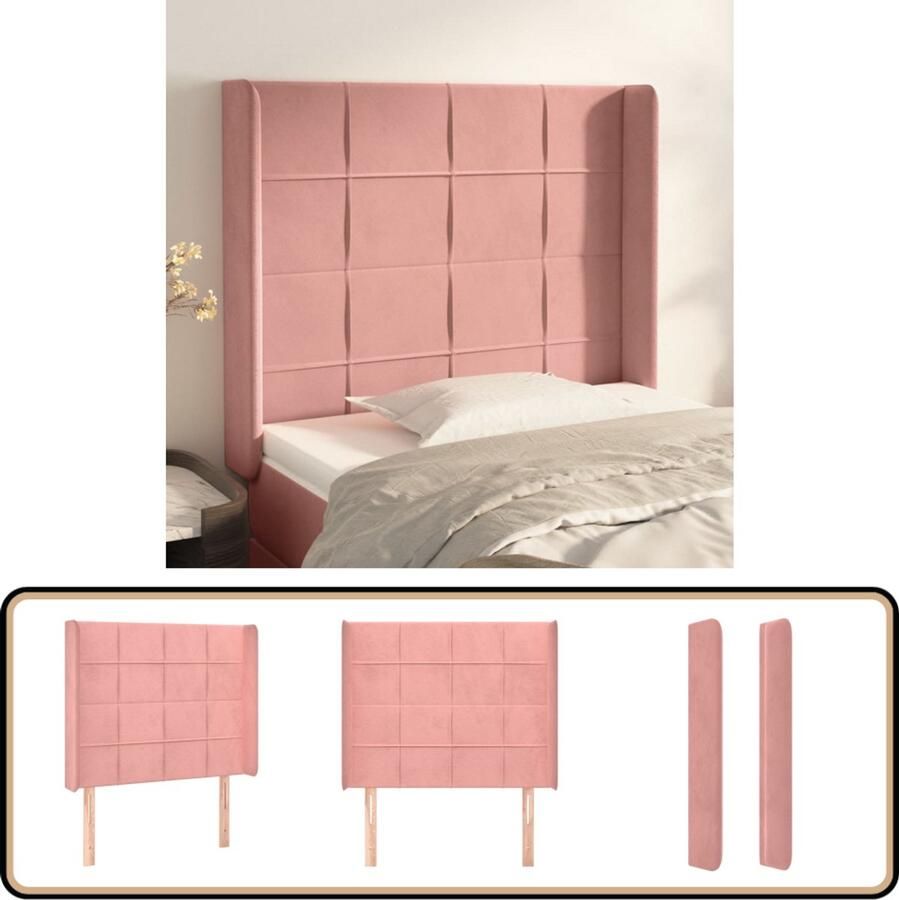 The Living Store Hoofdeind Hoogteverstelbaar 83x16x118 128 cm Roze Fluweel Hoofd Bord Beddecoratie Fluweel Hoofdbord Roze Hoofdbord Adjustable Headboard