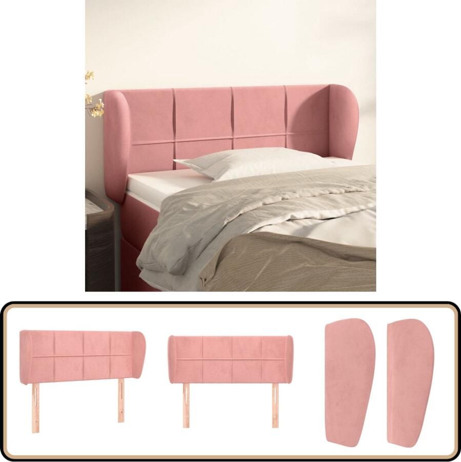 VidaXL Hoofdbord Fluweel Roze 103x23x78 88 cm Hoofd Bord Hoofdeinde Beddecoratie Velvet Roze Luxe Comfort