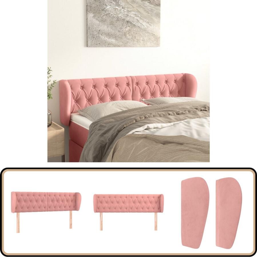 VidaXL Hoofdbord Fluweel Roze 163x23x78 88 cm Hoofd Bord Hoofdeinde Beddengoed Kamerdecoratie Slaap Accessoires