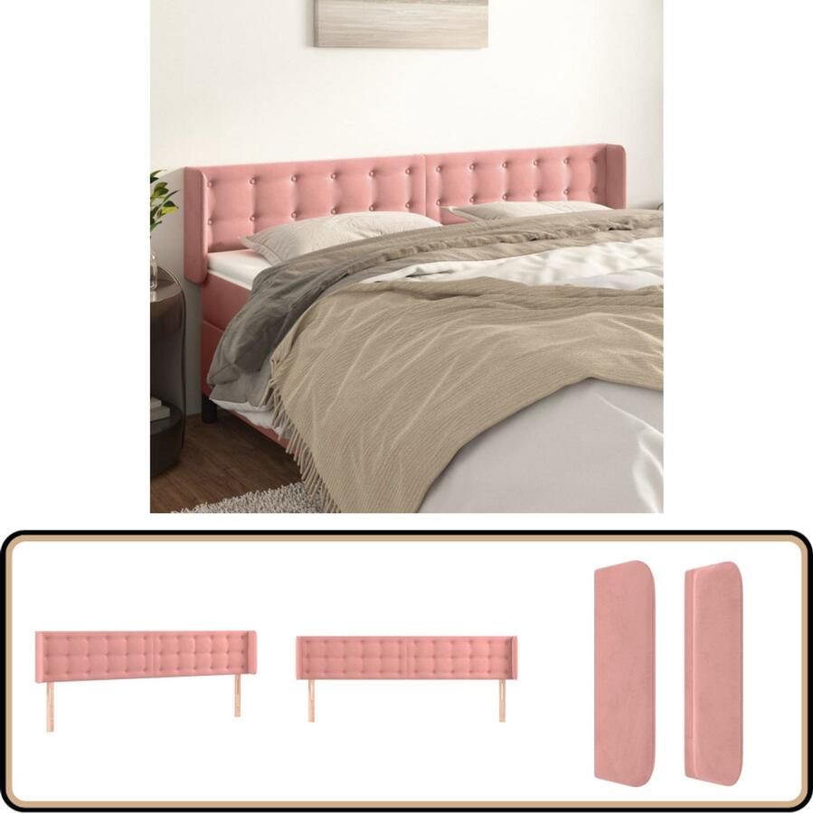 VidaXL Hoofdbord Fluweel Roze 203x16x78 88 cm Hoofd Bord Hoofdborden Velvet Hoofdbord Roze Hoofdbord Luxe Hoofdbord