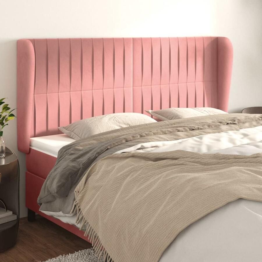 VidaXL Hoofdbord Fluweel Roze 203x23x118 128 cm Hoofd Bord Hoofdbord Velvet Roze Beddecoratie Slaapkamers Comfort - Foto 2