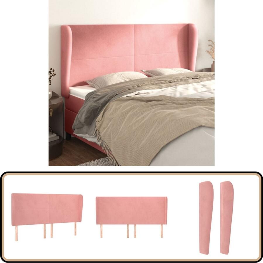 VidaXL Hoofdbord Fluweel Roze 203x23x118 128 cm Klassieke Hoofdbord Roze Velvet Hoofdbord Bedhoofd Beddecoratie Slaapkamer Decoratie Comfy Headboard