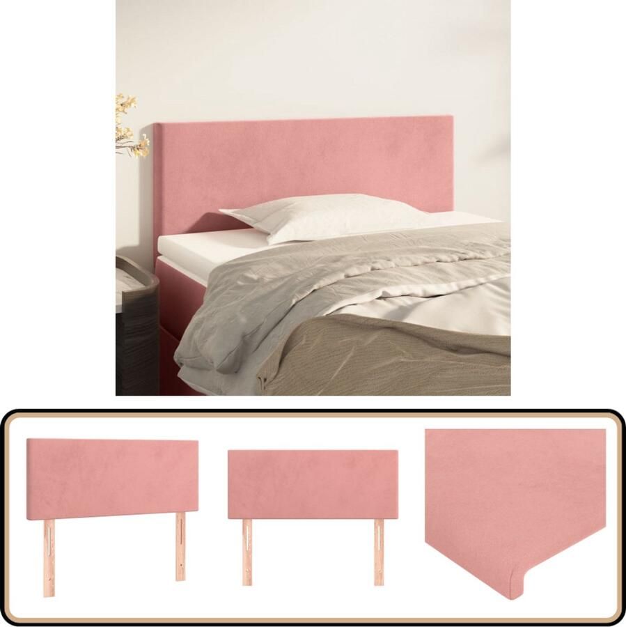 VidaXL Hoofdbord Fluweel Roze 80x5x78 88 cm Hoofd Bord Hoofdkussen Beddecoratie Velvet Roze Klassiek Luxe