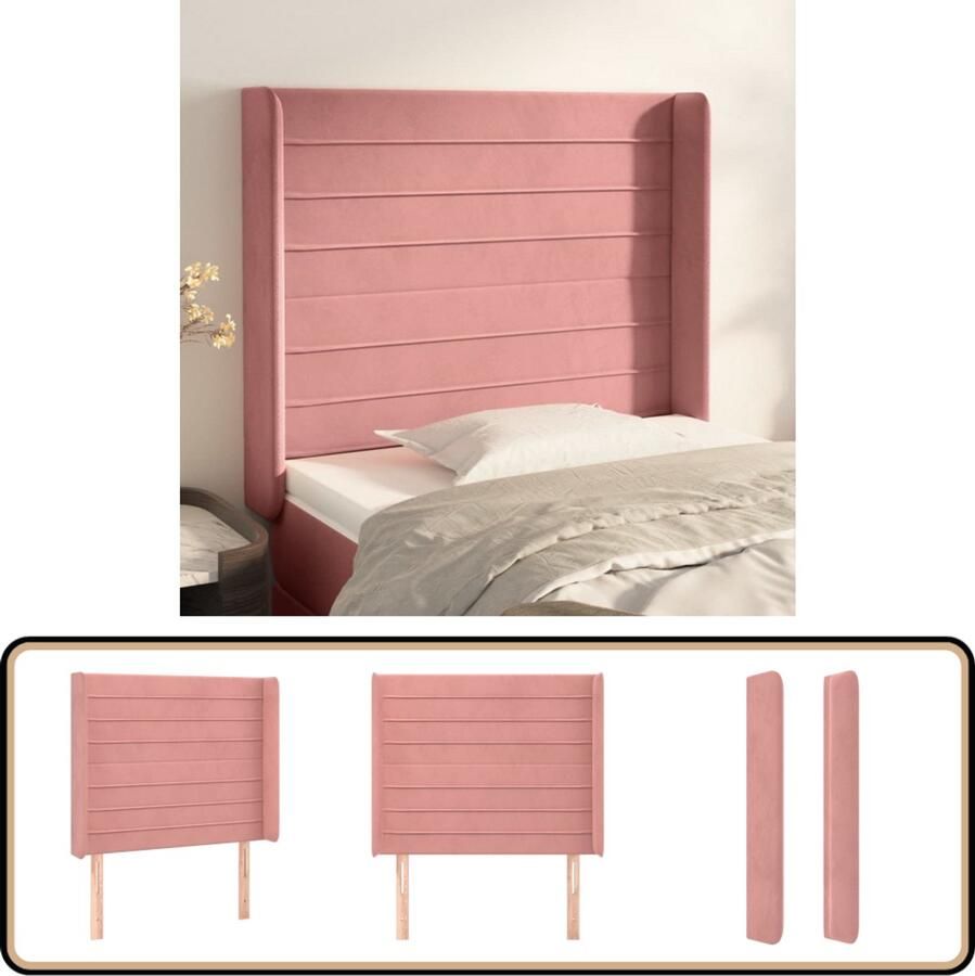 VidaXL Hoofdbord Fluweel Roze 83x16x118 128 cm Hoofd Bord Hoofdbord Beddecoratie Fluweel Roze