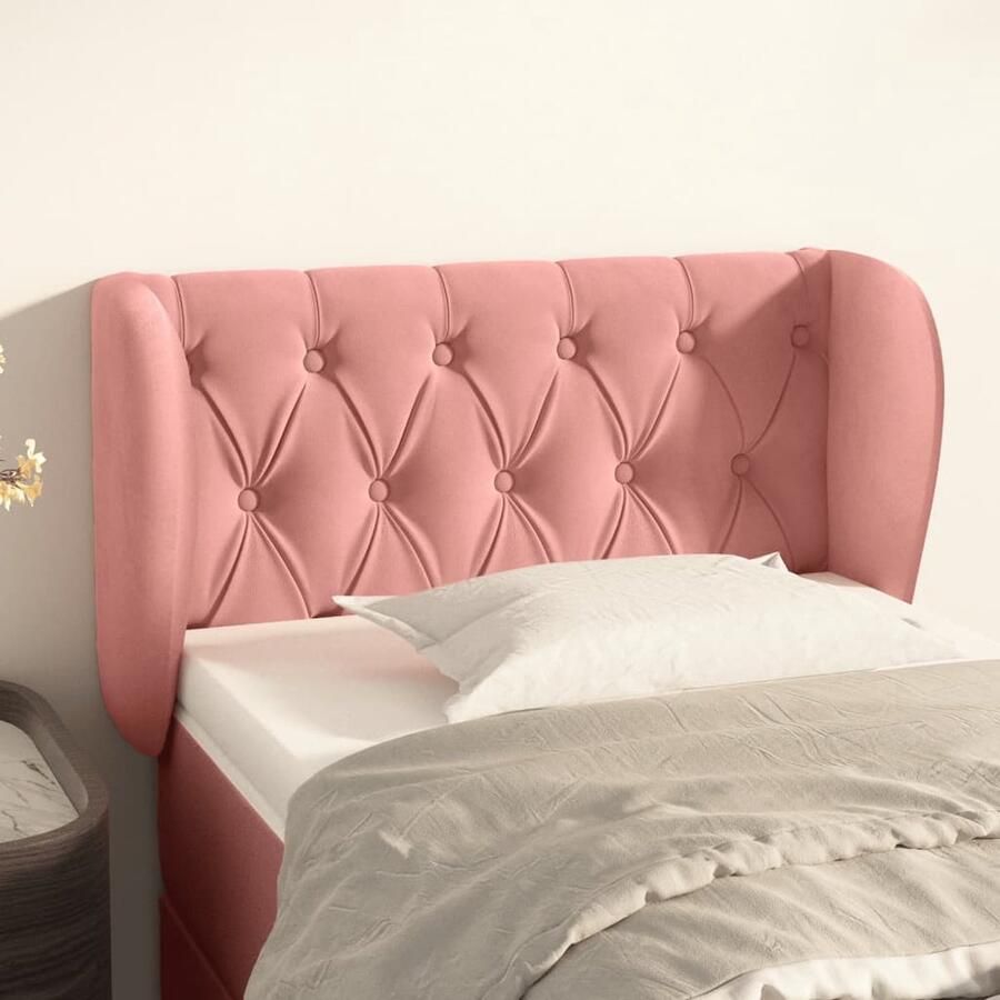 VidaXL Hoofdbord Fluweel Roze 83x23x78 88 cm Hoofd Bord Hoofdborden Velvet Roze Bed Accessoires Slaapkamers - Foto 2