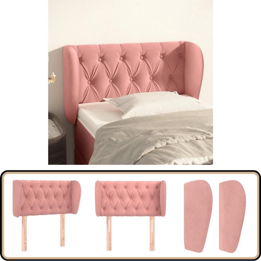 VidaXL Hoofdbord Fluweel Roze 83x23x78 88 cm Hoofd Bord Hoofdborden Velvet Roze Bed Accessoires Slaapkamers