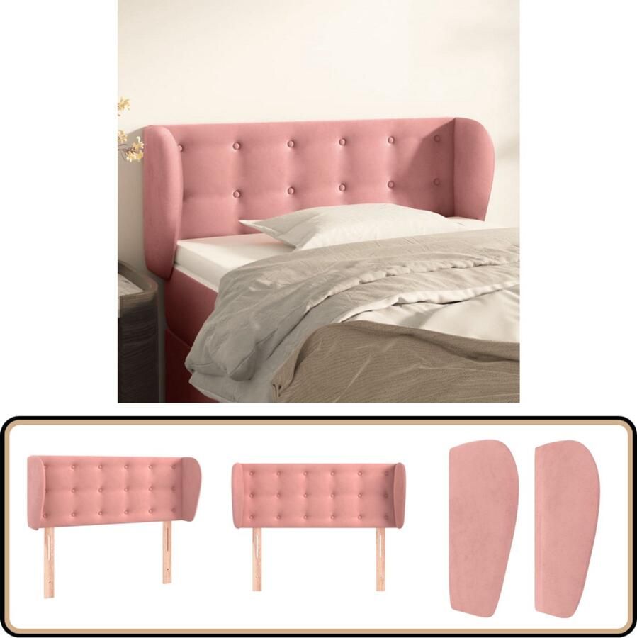 VidaXL Hoofdbord Fluweel Roze 83x23x78 88 cm Hoofd Bord Hoofdeinde Beddecoratie Velvet Roze Luxe Comfort