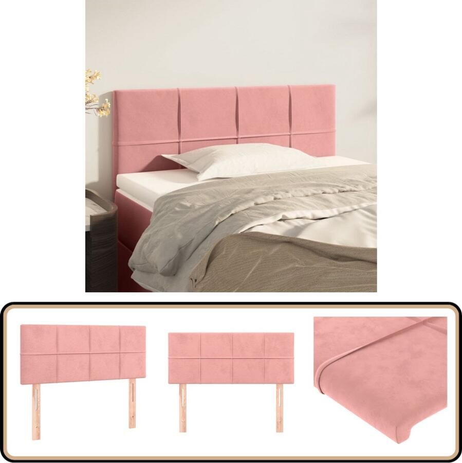 VidaXL Hoofdbord Fluweel Roze 90x5x78 88 cm Hoofd Bord Beddecoratie Hoofdkussen Velvet Roze Kleur Klassiek Design Luxe