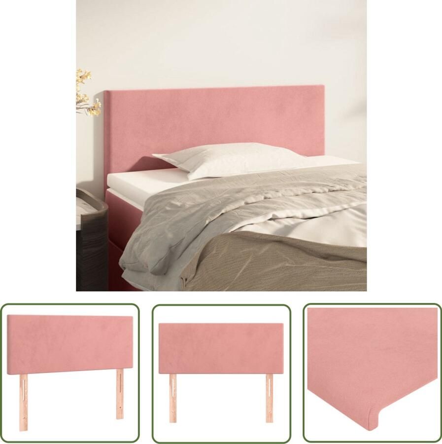 The Living Store Hoofdbord 90 x 5 x 78 88 cm Zacht fluweel Stevige poten Verstelbare hoogte Comfortabele ondersteuning Kleur- roze Materiaal- stof samengesteld hout larikshout