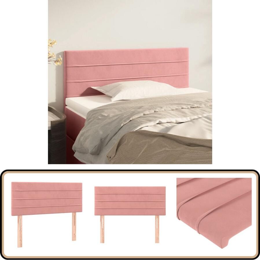 VidaXL Hoofdbord Fluweel Roze 90x5x78 88 cm Hoofd Bord Hoofdkussen Velvet Roze Tweepersoonsbed Slaap Accessoires