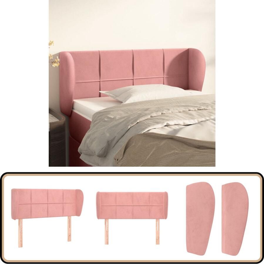 VidaXL Hoofdbord met randen Roze 83x23x78 88 cm Hoofd Bord Hoofdbord Velvet Roze Bed Accessoires Slaapkamers
