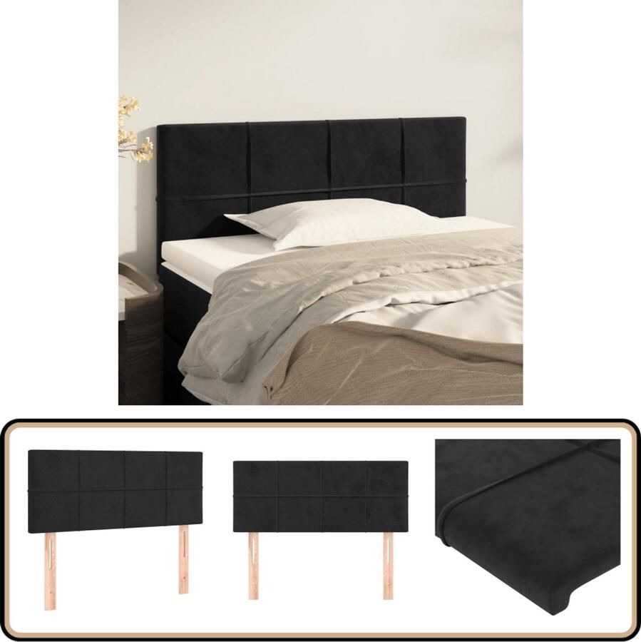 VidaXL Hoofdbord Fluweel Zwart 100x5x78 88 cm Hoofd Bord Hoofdkussen Beddecoratie Klassiek Hoofdbord Velvet Hoofdbord
