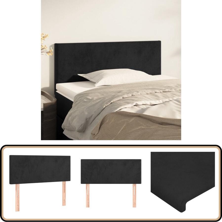 VidaXL Hoofdbord 90x5x78 88 cm Fluweel Zwart Hoofd Bord Hoofdborden Velvet Zwarte Hoofdbord Luxe Hoofdbord Beddecoratie Slaapkamers