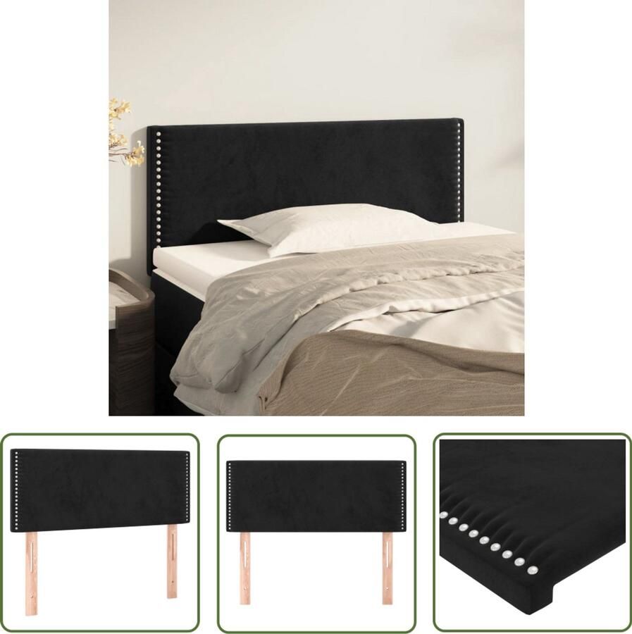 VidaXL Hoofdbord Fluweel Zwart 90x5x78 88 cm Hoofd Bord Hoofdkussen Beddecoratie Velvet Zwarte Kamer Luxe Bed Comfort - Foto 2