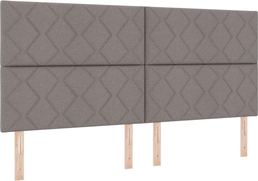 VidaXL Stoffen Hoofdbord Geometrisch met hoofdeinde Taupe 200 cm Stof - Foto 2