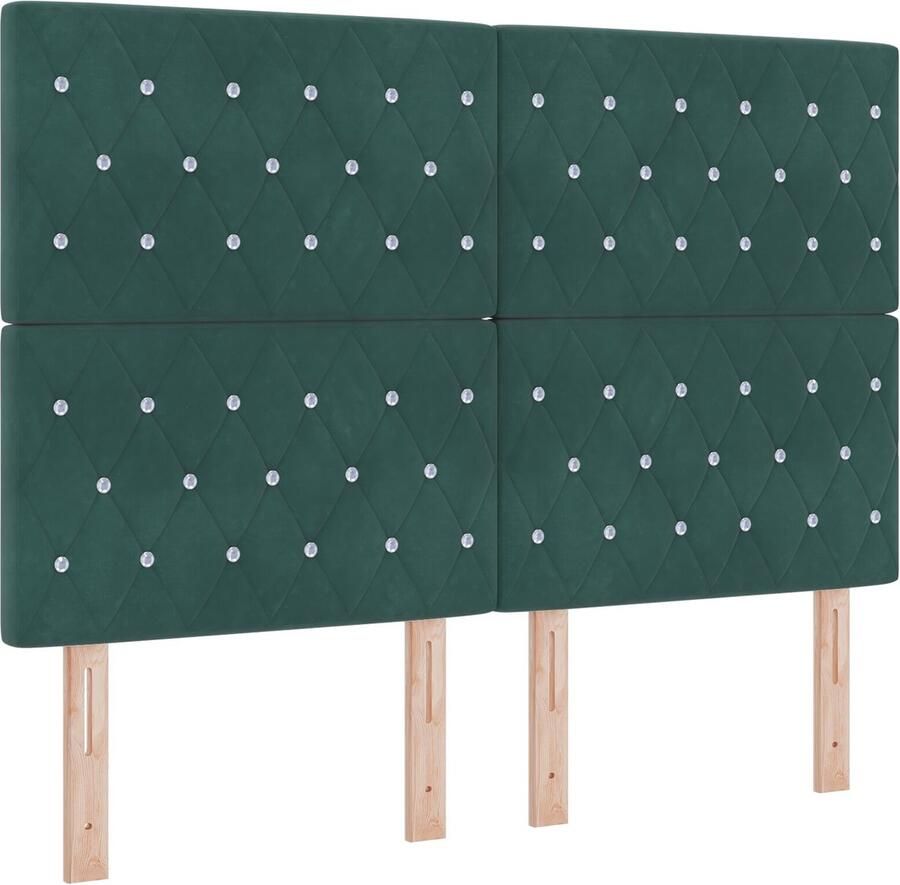 VidaXL Hoofdbord met Kristallen Knopen Donkergroen 160 cm van Fluweel - Foto 2